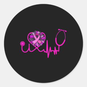 Stethoscope Pink Ribbon Breast Cancer Awareness Nu Classic Round Sticker