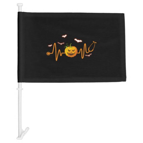 Stethoscope Pumpkin Funny Nurse Halloween Costume Car Flag