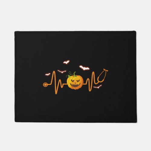 Stethoscope Pumpkin Funny Nurse Halloween Costume Doormat