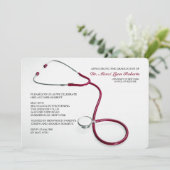 Stethoscope Red Medical School Graduation Invites (Standing Front)
