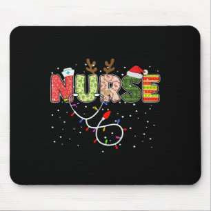 Stethoscope Santa Hat Reindeer Xmas Christmas Nurs Mouse Pad