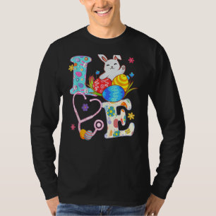 Stethoscope Scrub Life Nurse Bunny Easter Day Outf T-Shirt