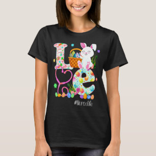 Stethoscope Scrub Nurse Life Easter Day Cute Bunny T-Shirt
