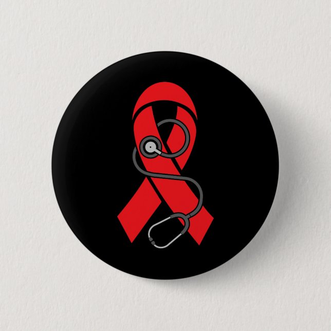 Stethoscope- Sickle Cell Anemia Awareness Supporte Button (Front)
