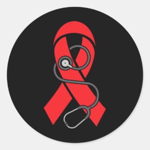 Stethoscope- Sickle Cell Anemia Awareness Supporte Classic Round Sticker