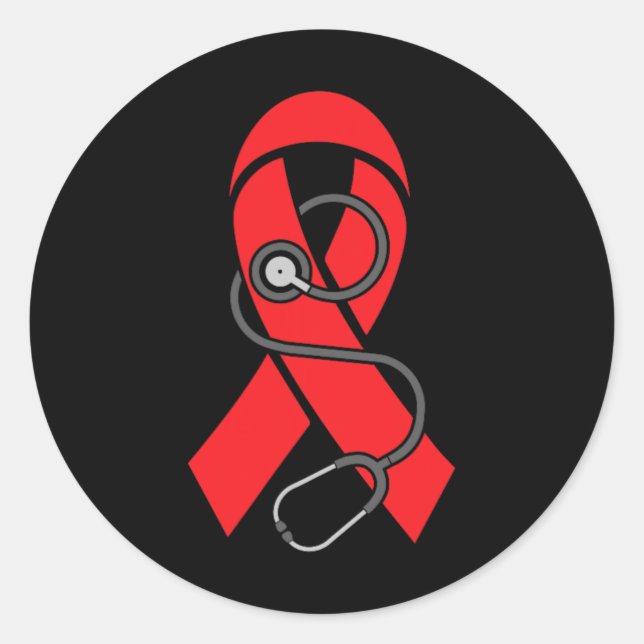 Stethoscope- Sickle Cell Anemia Awareness Supporte Classic Round Sticker (Front)