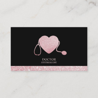 Stethoscope Sparkling Heart Business Card
