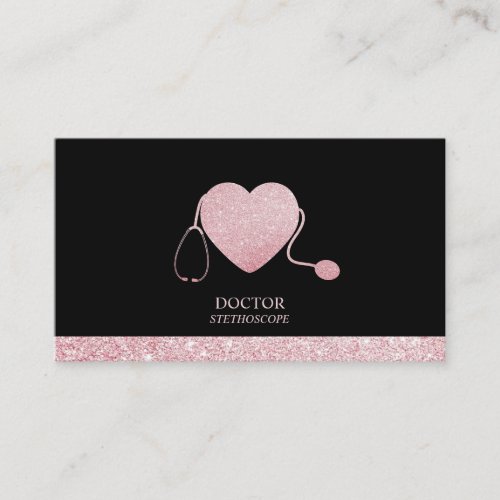 Stethoscope Sparkling Heart Business Card
