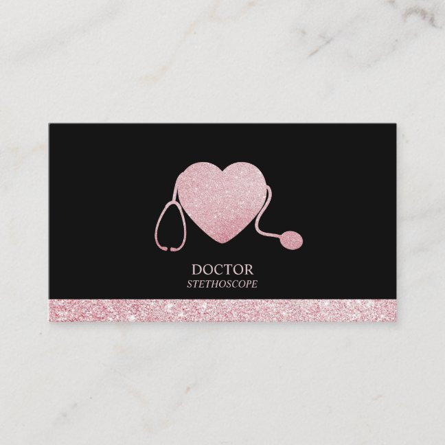 Stethoscope Sparkling Heart Business Card