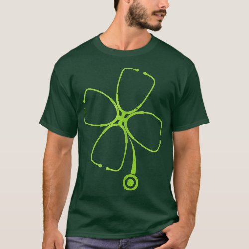 Stethoscope St Patricks Day Cool Shamrock Irish Nu T_Shirt