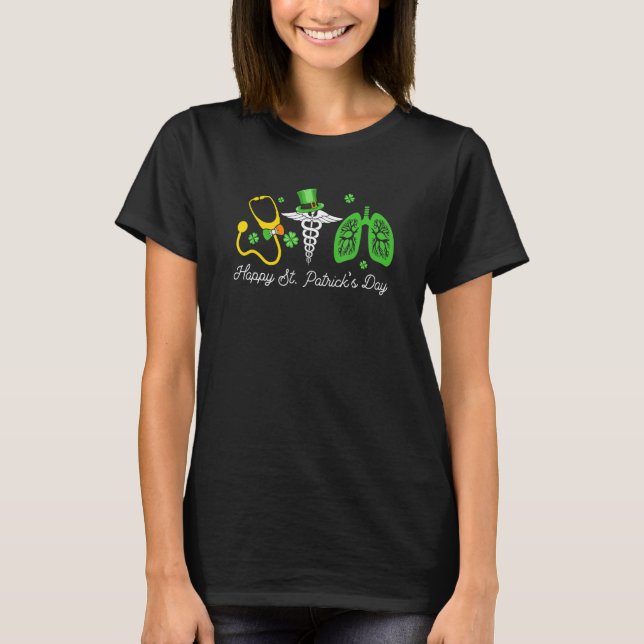 Stethoscope Symbol Lungs Irish Nurse Life St Patri T-Shirt (Front)