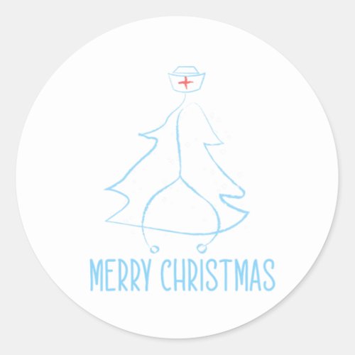 Stethoscope Tree Christmas New Year Nurse Medicine Classic Round Sticker
