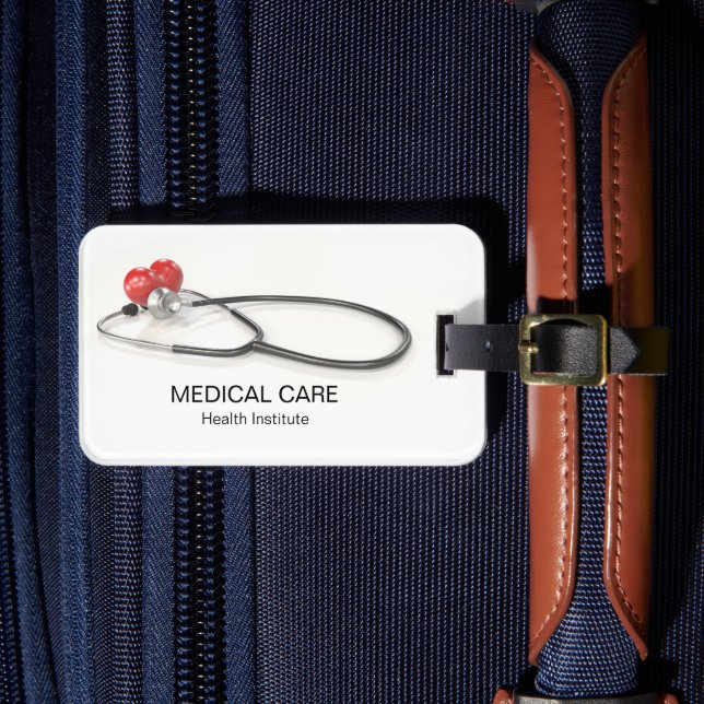 Stethoscope with Heart | Medical Care & Healthcare Luggage Tag (Front Insitu 4)