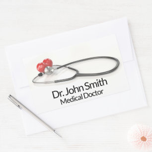 Stethoscope with Heart Medical Care & Healthcare Rectangular Sticker