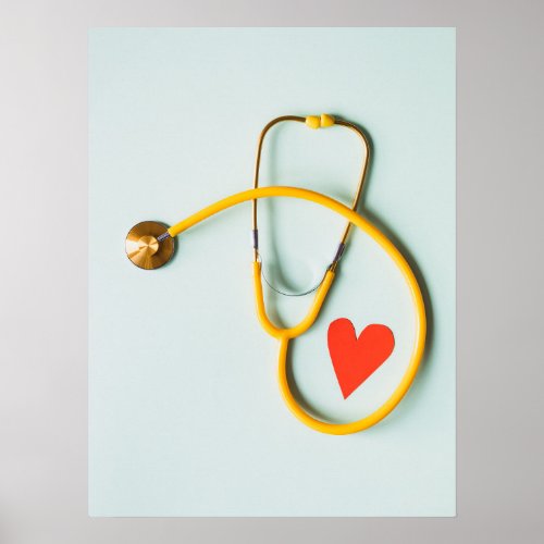 Stethoscope with Heart Simple medical design Poster