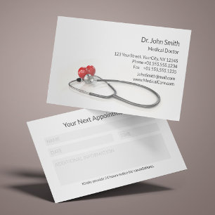 Stethoscope with Heart with Notes Section Medical  Appointment Card