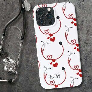 Stethoscopes and Hearts Monogram  iPhone 13 Pro Max Case