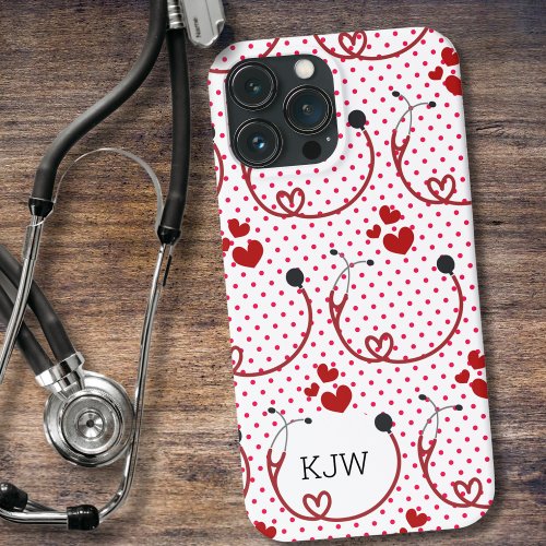 Stethoscopes and Hearts Monogram  iPhone 13 Pro Max Case