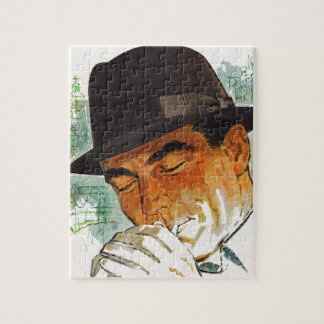 Stetson hat man lighting a cigarette jigsaw puzzle