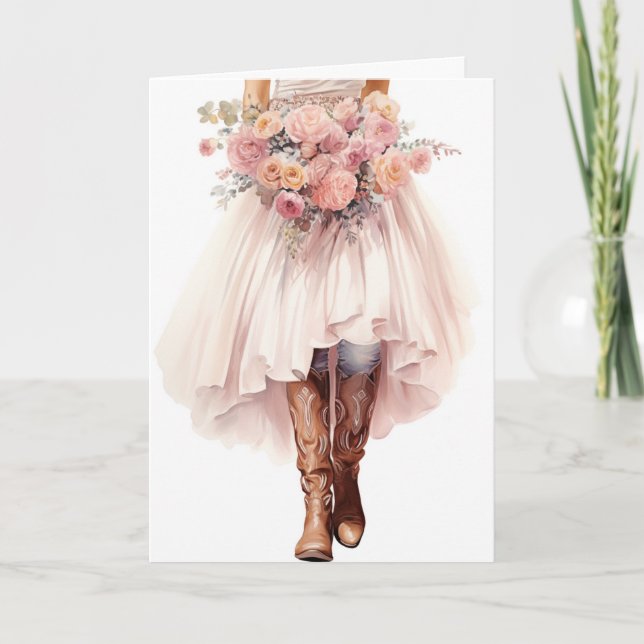 Stetson & Lace Wedding:Daisy Chains & Denim Dreams Card (Front)