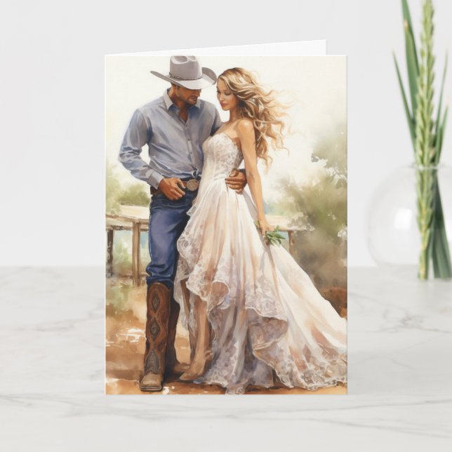 Stetson & Lace Wedding: Rustic Whispers Card (Front)