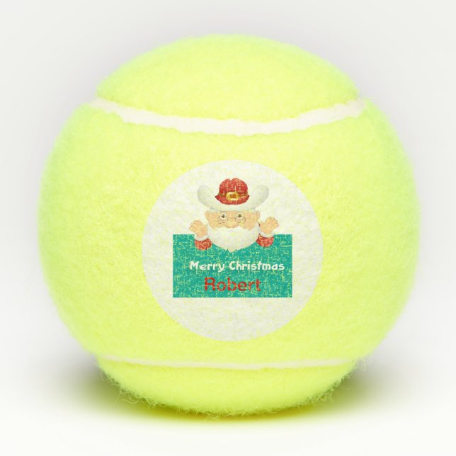 Stetson Santa Personalized Name Custom Christmas Tennis Balls (Back)