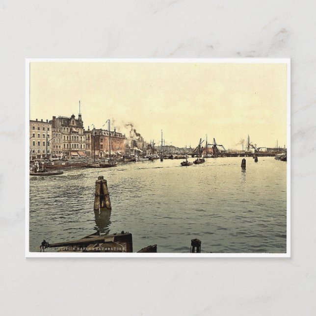 Stettin Harbor, Pommeraina, Germany (i.e., Szczeci Postcard (Front)