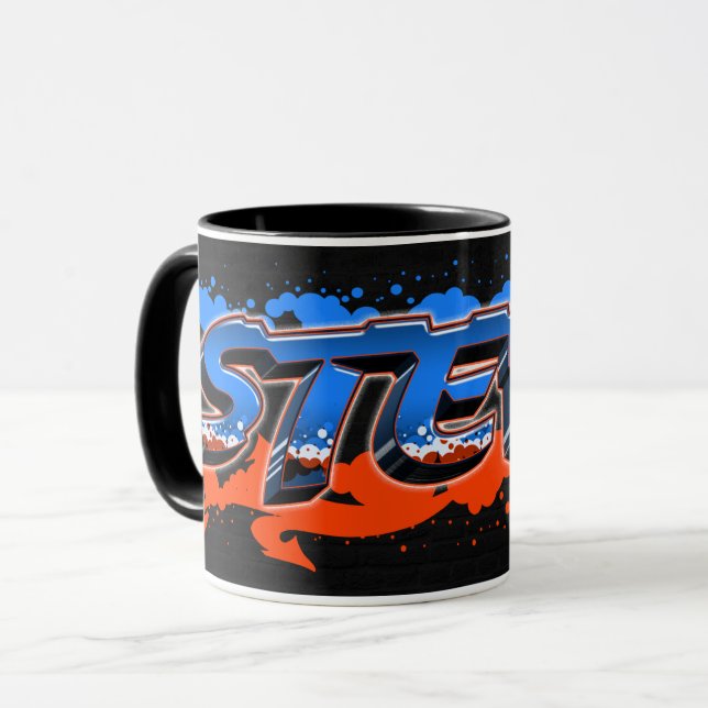 Steve First Name Name Graffiti blue orange cup (Front Left)