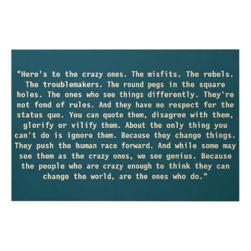 Steve Jobs Quote _ Heres to the crazy ones Wood Wall Art