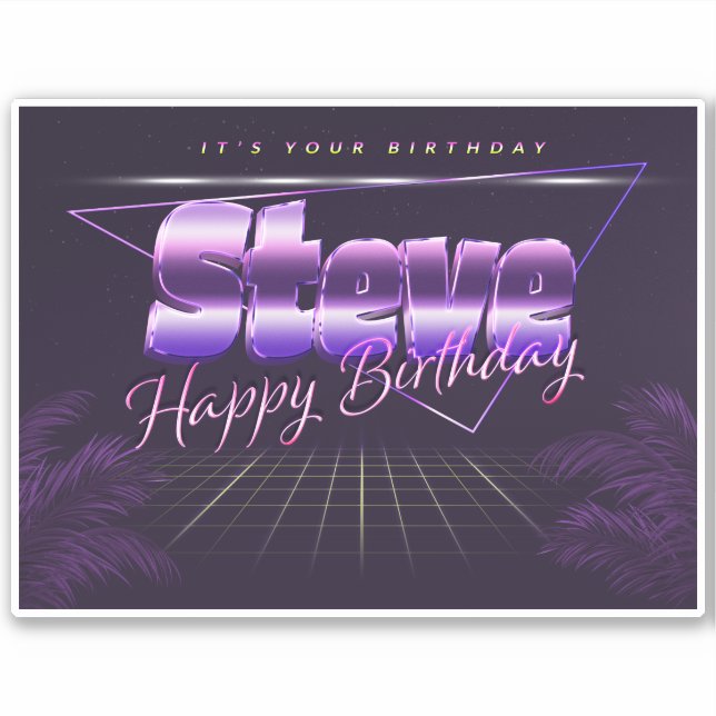 Steve Name First name lila retro Sticker Birthday (Front)