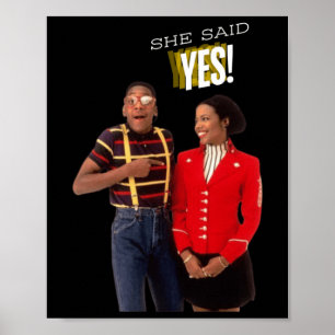 Steve Urkel Family S She Said Yes! Sticker Poster