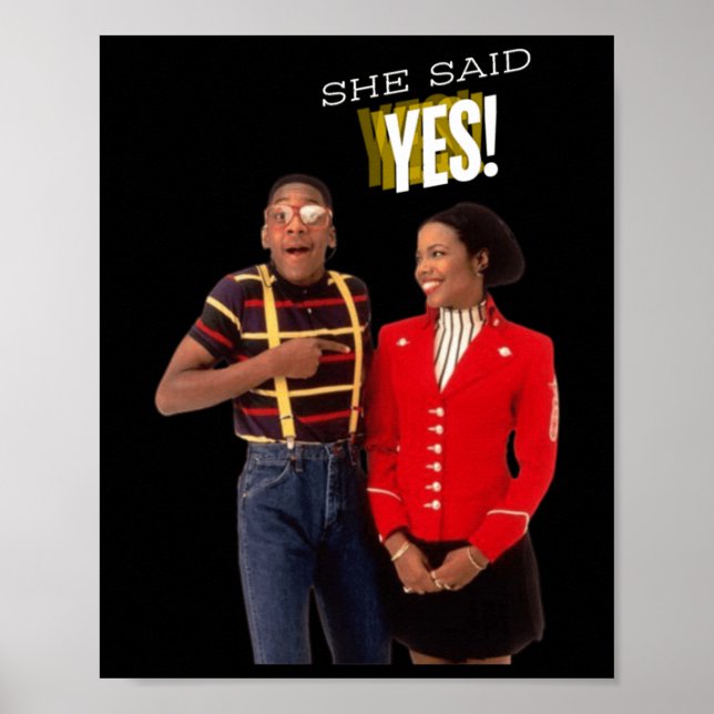Steve Urkel Family S She Said Yes! Sticker  Poster (Front)