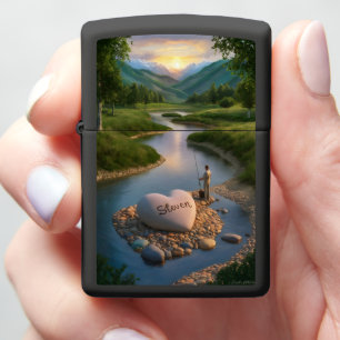 Steven Heartfelt Fishing at Sunset Zippo Lighter