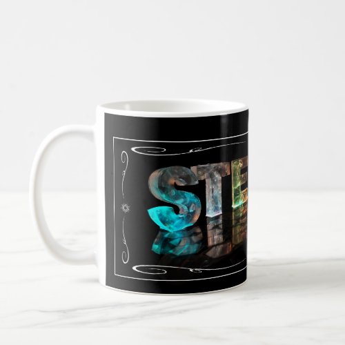 Steven  _ The Name Steven in 3D Lights Photograph Coffee Mug