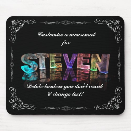 Steven  _ The Name Steven in 3D Lights Photograph Mouse Pad