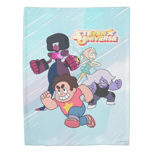 Steven Universe  Crystal Gem Group Action Duvet Cover