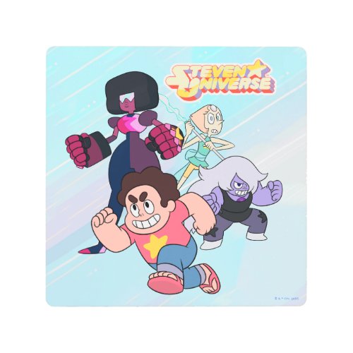 Steven Universe  Crystal Gem Group Action Metal Print