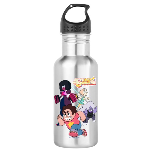 Steven Universe | Crystal Gem Group Action Stainless Steel Water Bottle (Front)