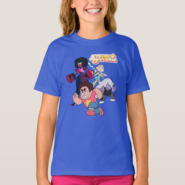 Steven Universe | Crystal Gem Group Action T-Shirt (Front)