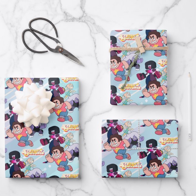 Steven Universe | Crystal Gem Group Action Wrapping Paper Sheets (Front)