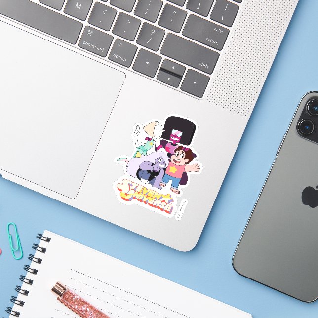 Steven Universe | Crystal Gem Group Huddle Sticker (Laptop w/ iPhone)