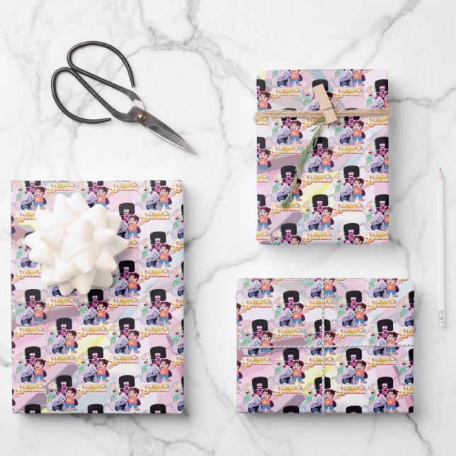 Steven Universe | Crystal Gem Group Huddle Wrapping Paper Sheets (Front)