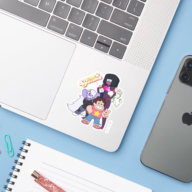 Steven Universe | Crystal Gem Group Pose Sticker (Laptop w/ iPhone)