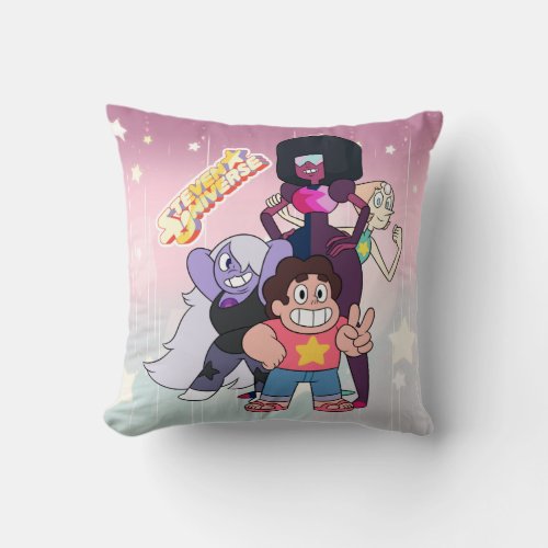Steven Universe  Crystal Gem Group Pose Throw Pillow
