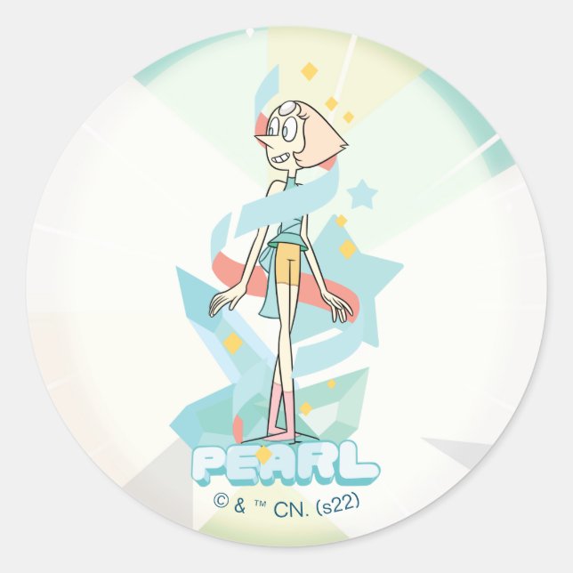 Steven Universe | Pearl Character Graphic Classic Round Sticker (Front)