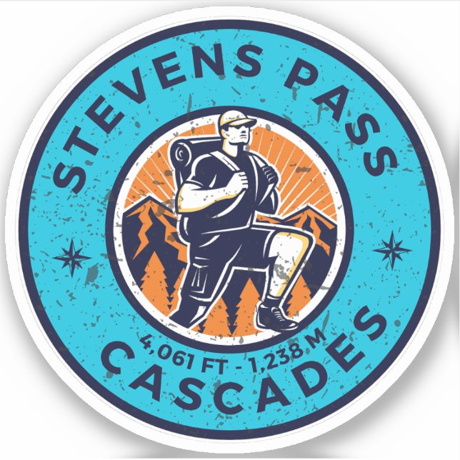 Stevens Pass, cascades range Washington hike trail Sticker (Front)