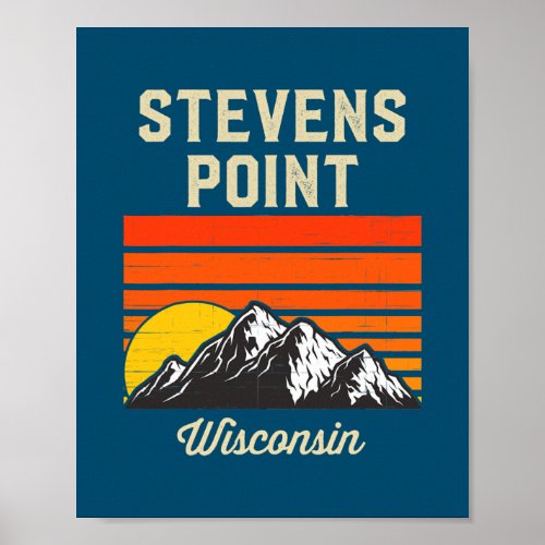 Stevens Point Wisconsin Retro City State USA  Poster
