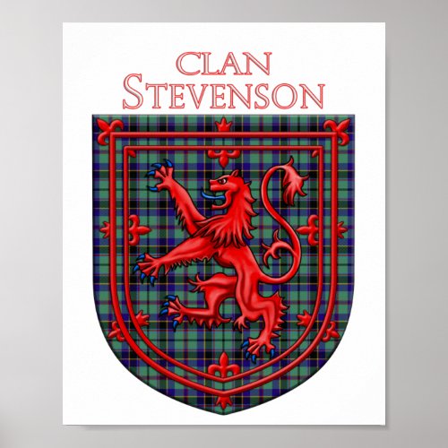Stevenson Tartan Scottish Plaid Lion Rampant Poster
