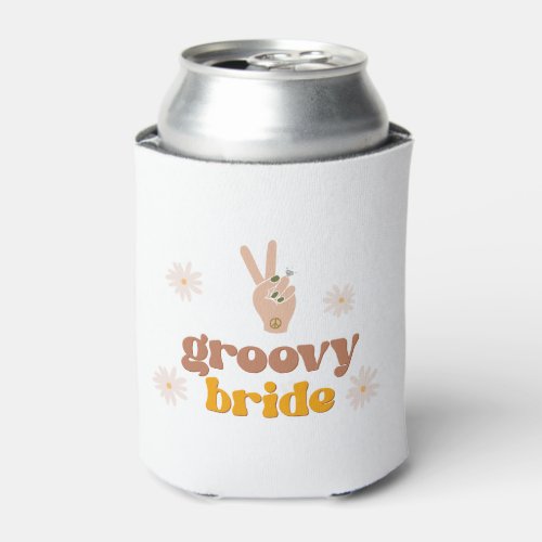 STEVIE Groovy Bride Retro 70s Hippie Themed Bach Can Cooler