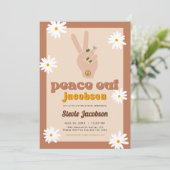 STEVIE Retro 70s Daisy Peace Out Bridal Shower Invitation (Standing Front)